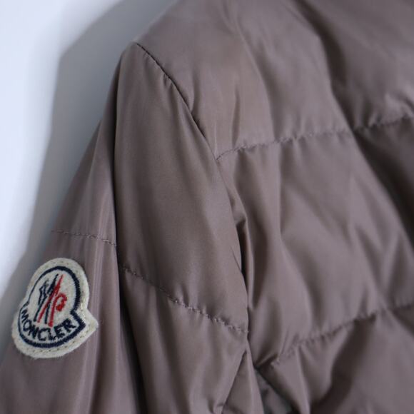 MONCLER Flamme Giubbotto Long Down Jacket Taupe Parka Stowable Hood Women's 3/L - Picture 6 of 16